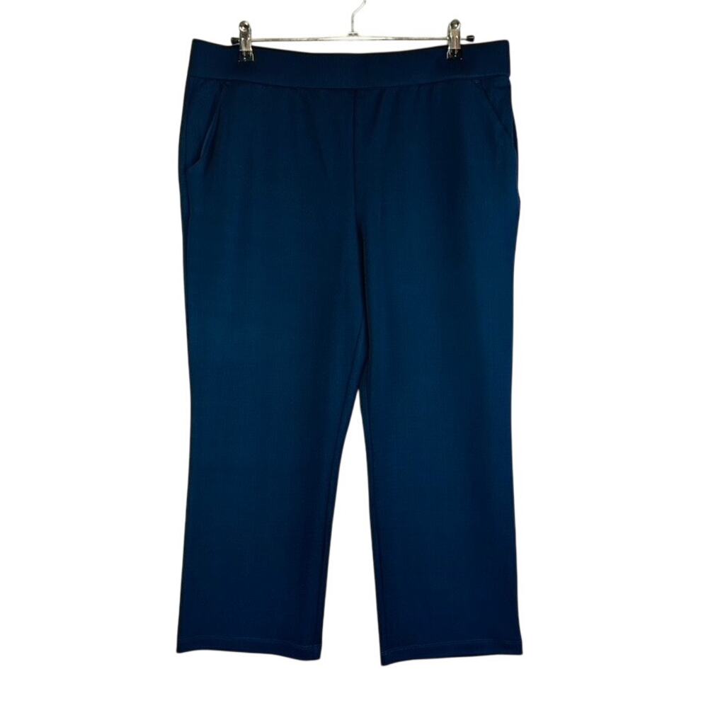 Isaac Mizrahi Live Womans LP Large Petite Pants Pull On Blue Stretch Crop